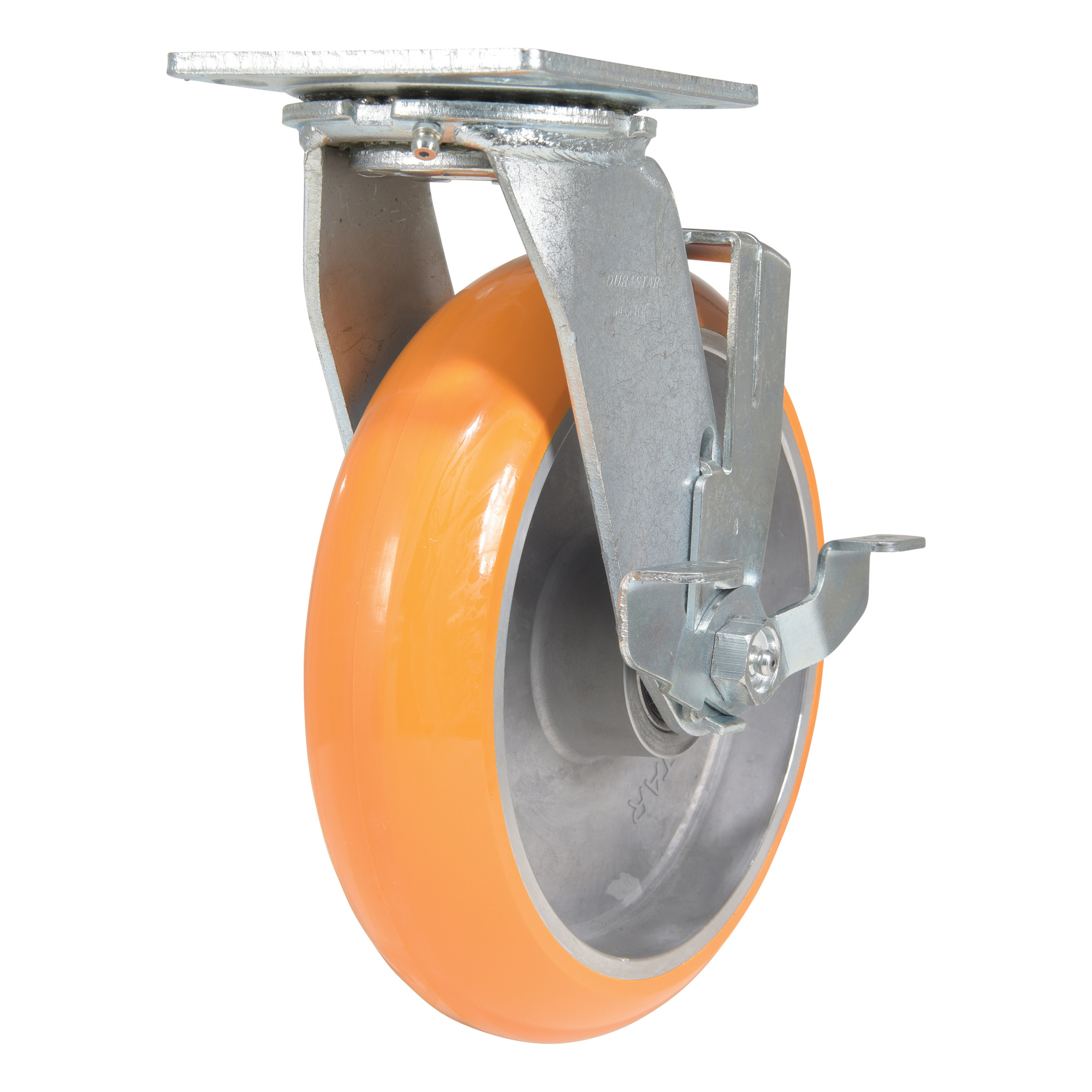 Vestil Polyurethane Swivel Caster with Brake - 8in. x 2in., 1250-Lb. Capacity, Non-Marking, Model# CST-F34-8X2SI-SWB